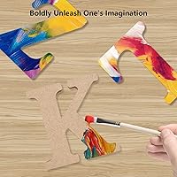 Vista 4 de Letras de madera 3D de 4 pulgadas, letras mayúsculas del alfabeto de madera natural, alfabeto de madera sin terminar para tablero de letras