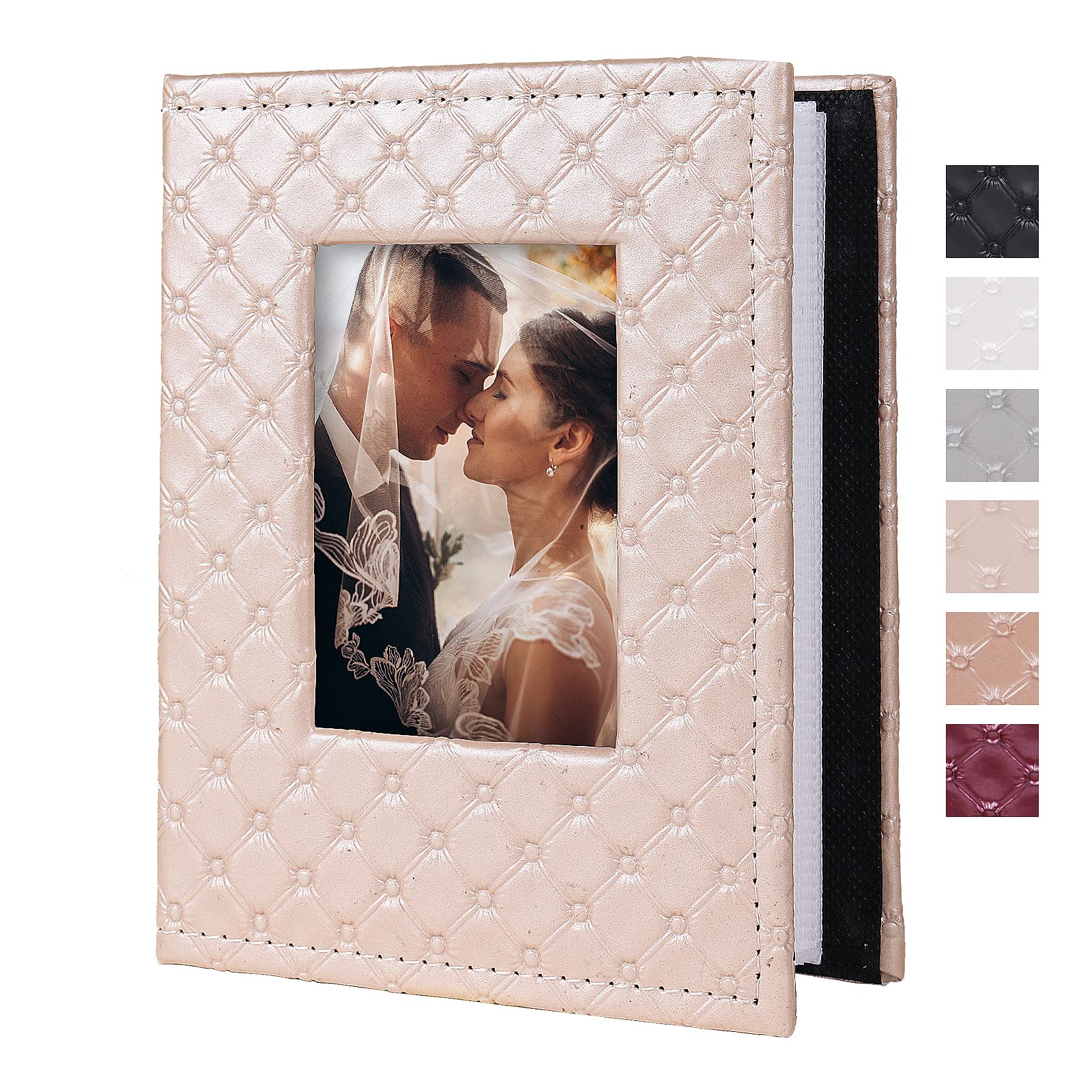 Album photo 10x15 en cuir synthétique boutonné : élégance rose pastel