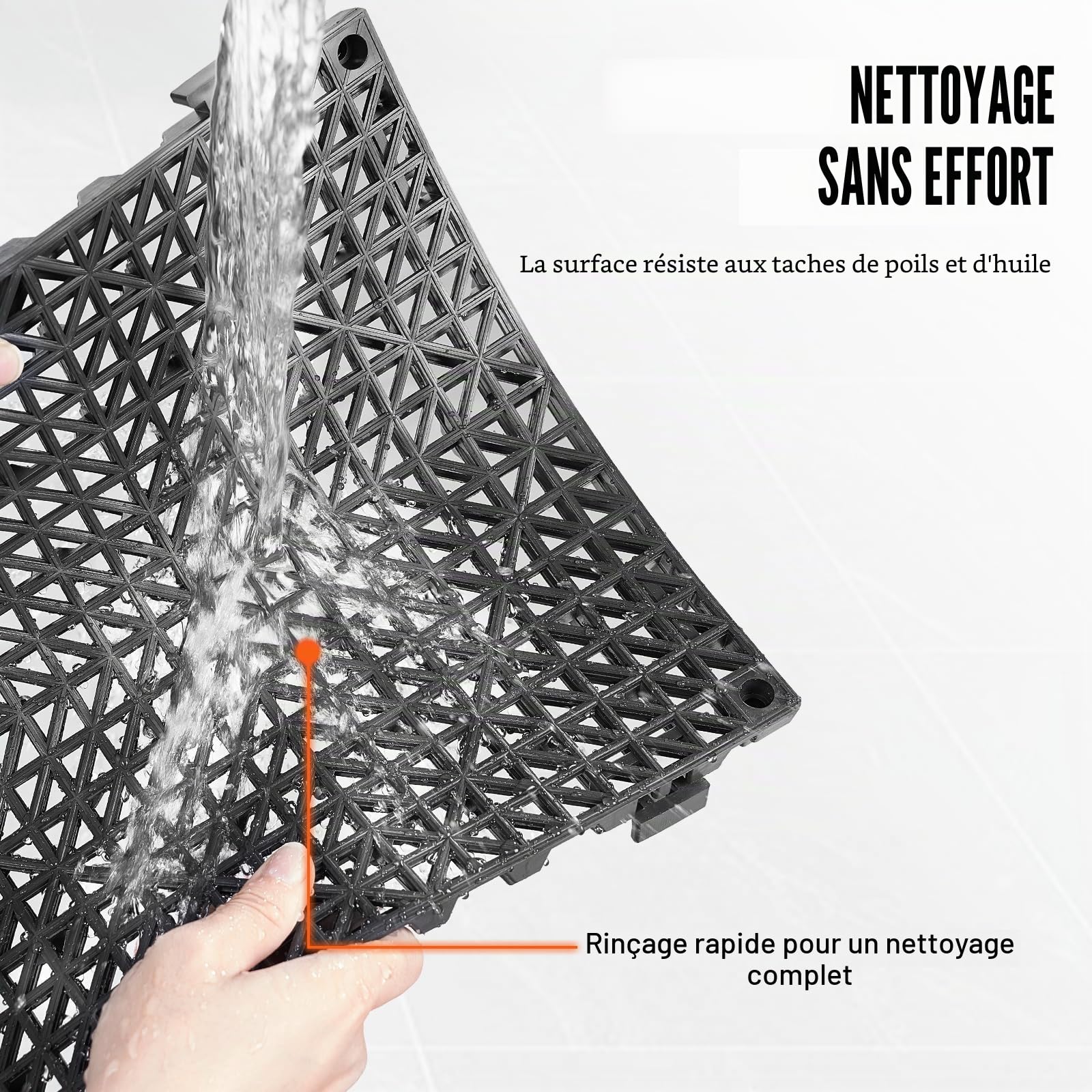 VEVOR Lot de 50 Dalles de Jardin Piscine 30x30x1,5 cm Noir Dalle Clipsable Ajourée Antidérapante en PVC Drainage Rapide Revêtements de Sol Extérieur Intérieur pour Terrasse Cuisine Spa Salle de Bain