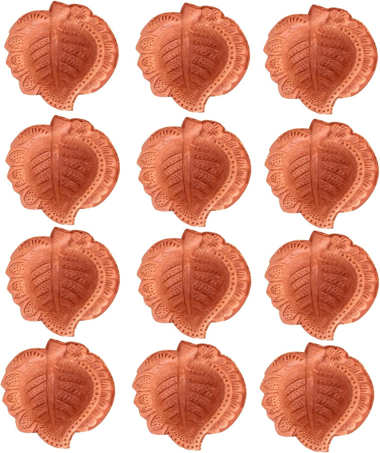 SATVIK Set 12 Pc Clay Diya for Diwali Traditional Handmade Terracotta Earthen Vilakku Oil Lamp Diyas Natural Mitti Diya forFestive Decor and Diwali Celebrations