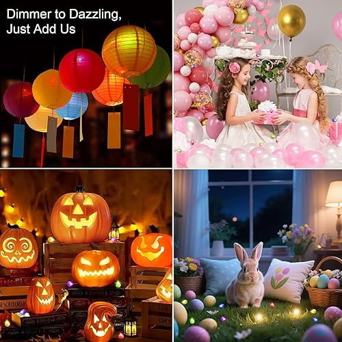 Miniatura 19 de Aogist 100 luces de globo amarillas con gancho, largo tiempo de espera, mini luz impermeable para fiesta de cumpleaños, boda, Navidad, Halloween