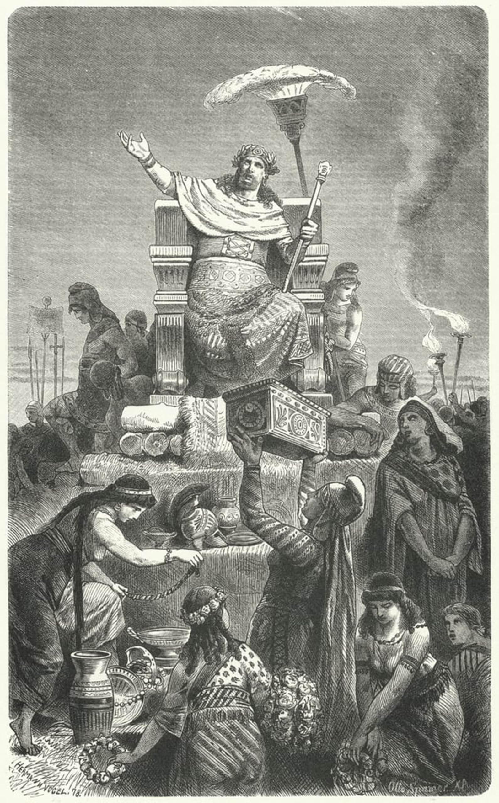POSTERIIk Famous Modern Artwork Art Mural King Croesus on His Pyre by Hermann Vogel Oil Paintings Pictures for Home Decor 60x90cm