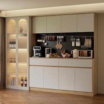 71" XL Kitchen Pantry Cabinet,Kitchen Storage Cabinets with Countertops,63" Wide Hutch Cabinet with 2 Drawer,Suitable for Dining Room/Kitchen/Living Room