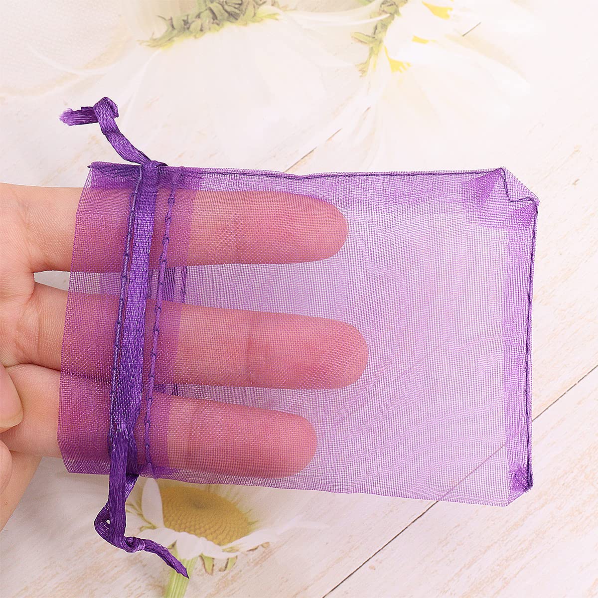 Bolsa de Organza Morado oscuro 7x9cm 100PCS Leeyunbee para Regalo Joyas Dulces