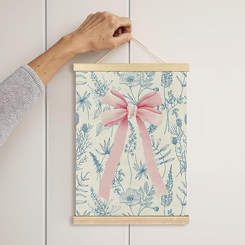 Miniatura 6 de BCUANGD Coquette Room - Arte de pared con lazos de moda Preppy para decoración de pared con marcos de madera, decoración de lienzo retro con flores