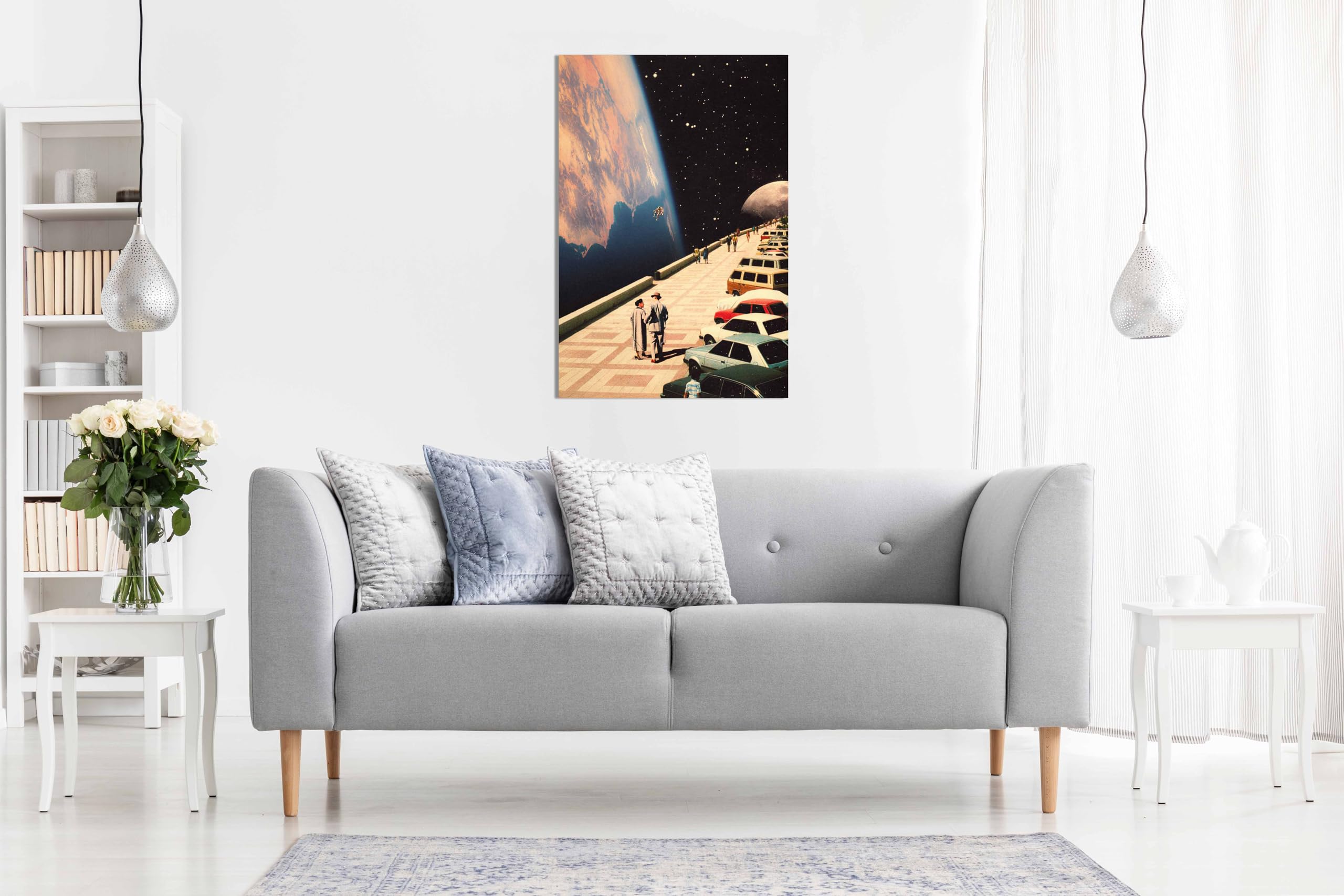 Kosmiczna promenada oprawiony wydruk na płótnie, obrazy na ściany domu, sypialni, salonu i łazienki, dekoracja 76 x 51 cm (30 x 20 cali)