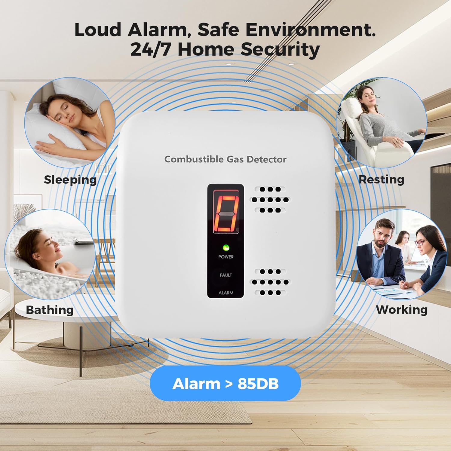 Gas Leak Detector for Home and RV, Portable Natural Gas and Propane Gas Detector with Audible and Visual Alerts, Combustible Gas Monitor with LED Display - Image 6