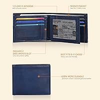 Vista 98 de Carteras RFID delgadas para hombres - Cartera de bolsillo frontal de piel genuina Marrón vintage