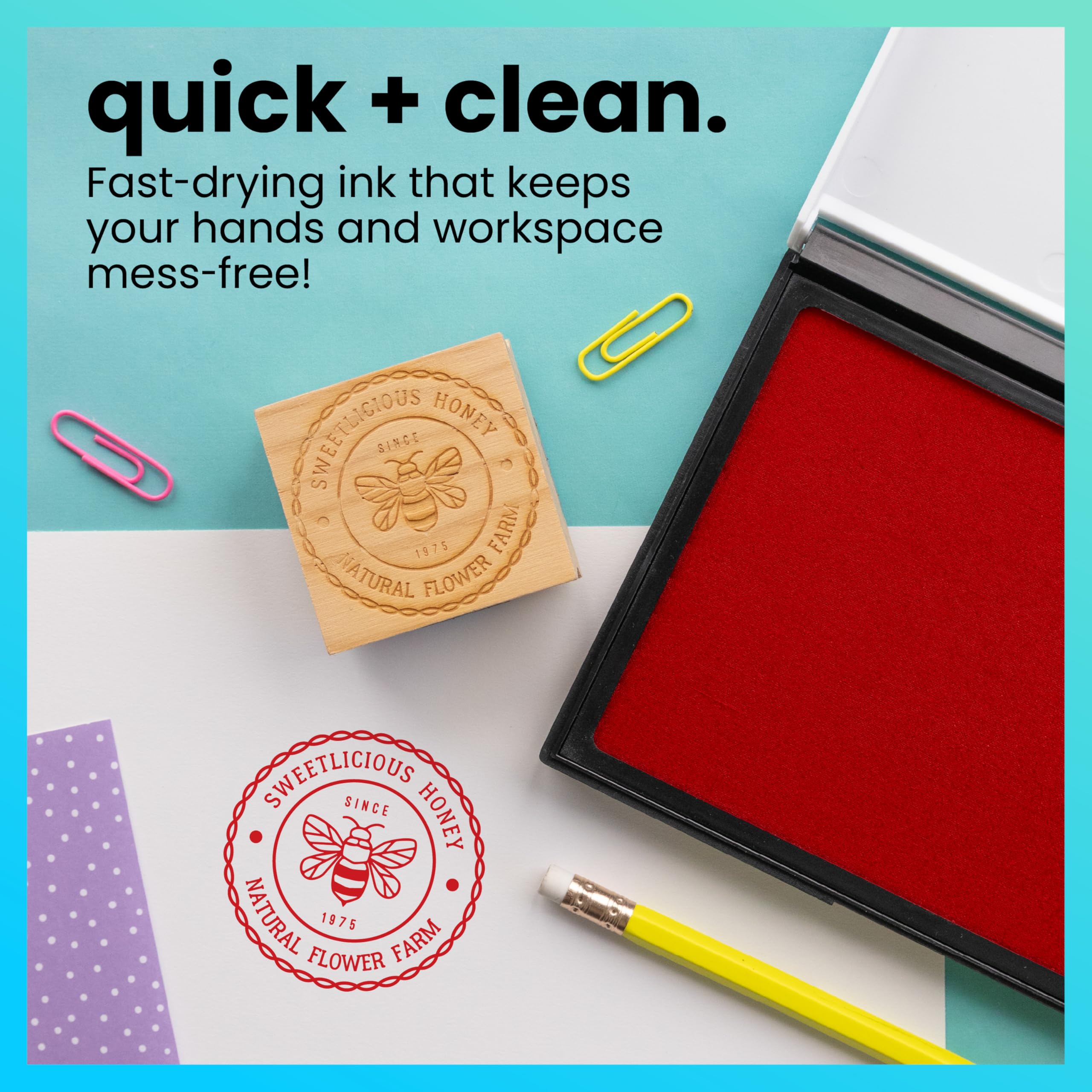 ExcelMark Rubber Stamp Ink Pad Extra Large 4-1/4" by 7-1/4" (Red)