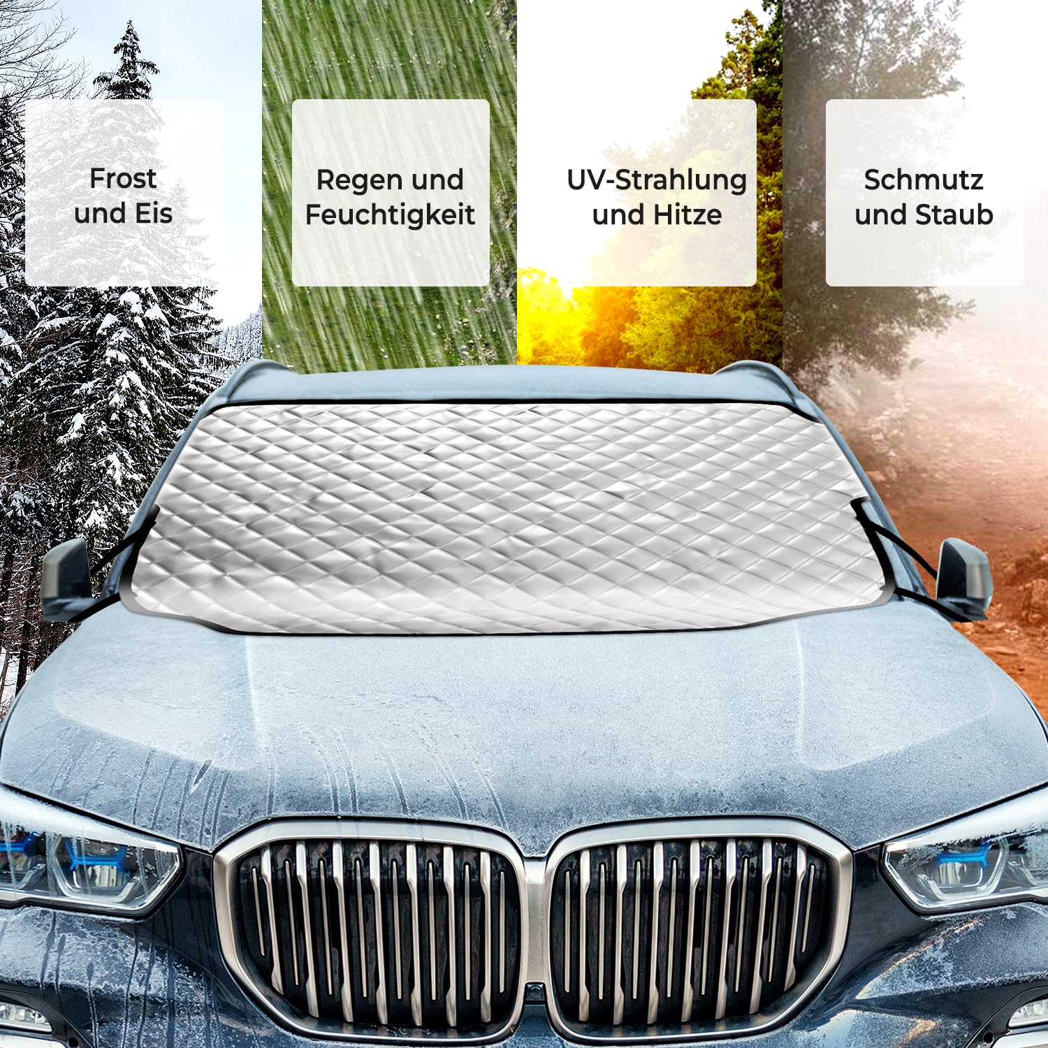 Copertura per parabrezza invernale pieghevole 195 x 125 cm per auto SUV protezione contro neve gelo polvere UV