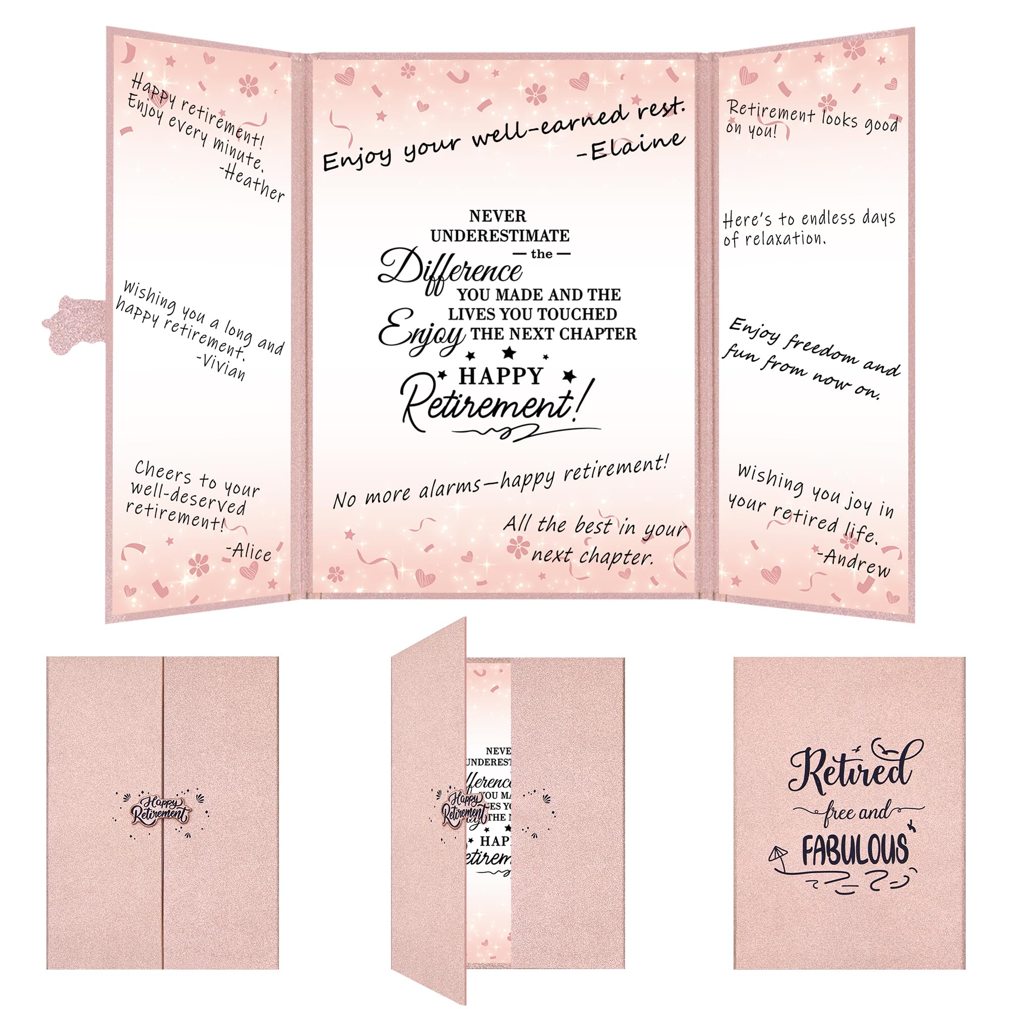Livre de signature alternatif pour fête de retraite et décoration de table or rose chic