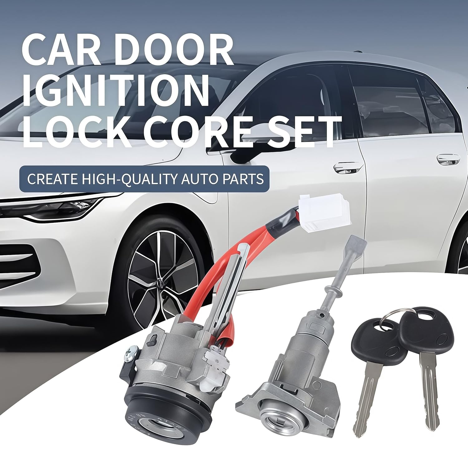 Ignition Switch Lock Cylinder, Driver Side Door Lock Cylinder, Compatible with 2011-2015 Hyundai Elantra, Replace OE 81970-3XA00 81910-3XA00 819703XA00 819103XA00