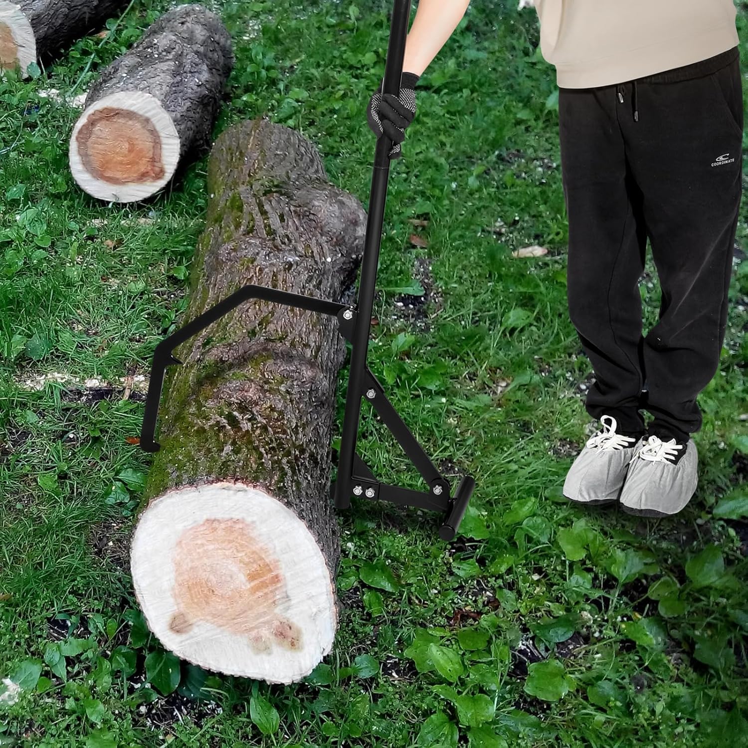 51" Long Handle Log Lifter, Adjustable Heavy Duty Log Roller, Cant Hook Log Jack with Rubber Grip, Logging Tool for Rolling and Raising Log (Black)