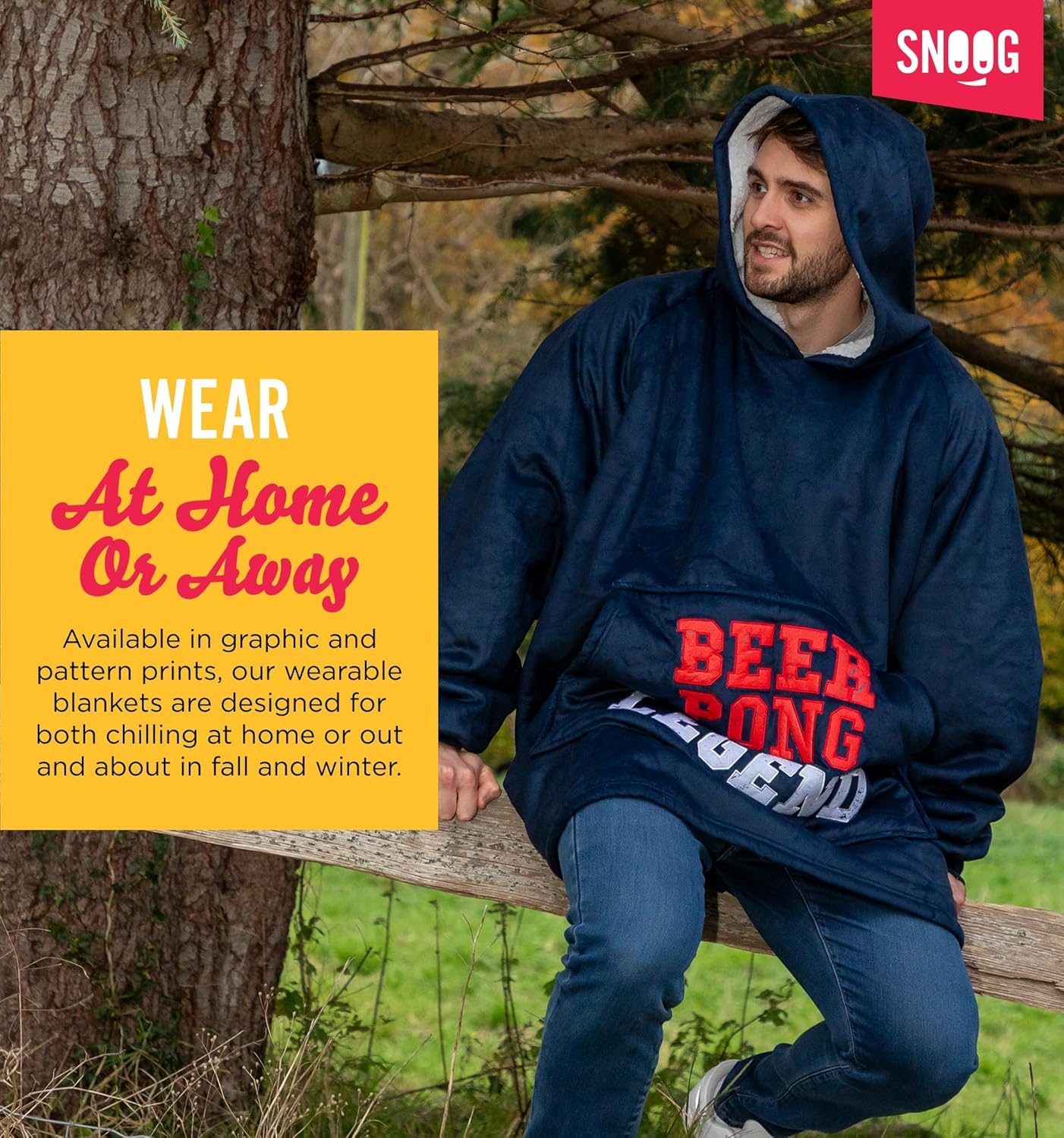 SNOOG Oversized Wearable Blanket Hoodie for Men & Women - Cozy Sherpa Hoodie Blanket - Hooded Blanket Sweatshirt w/Pocket