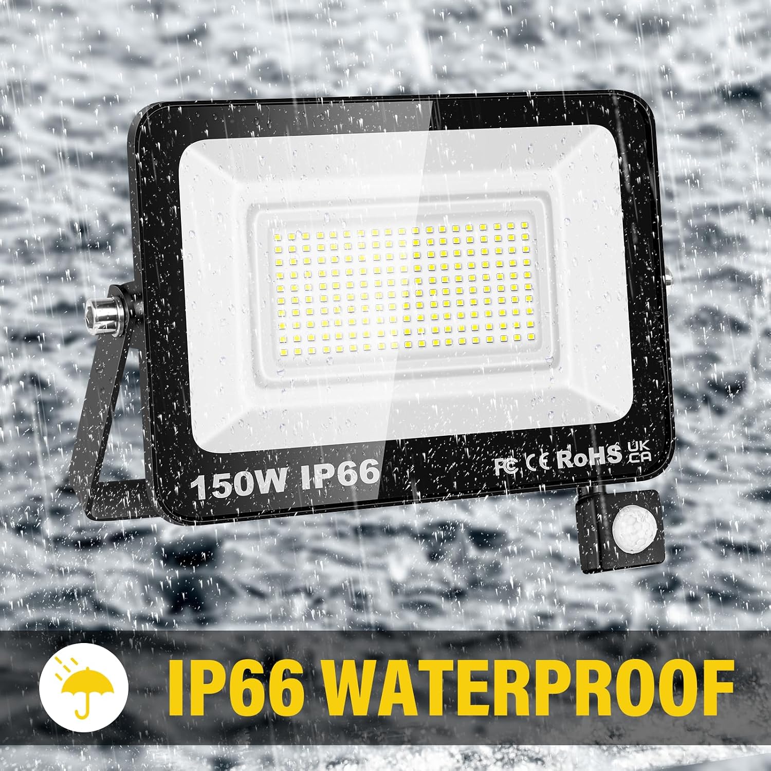 RIGIDON 200W Motion Sensor Light Outdoor 20000LM Super Bright LED Flood Outdoor Lights 6000K Daylight White IP66 Waterproof Security Lights for Garden, Garage, Yard, Sports Ground (White, 200W)