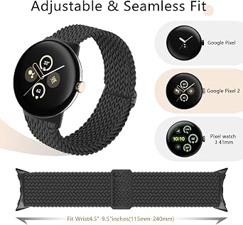 3 Paket Google Pixel Saat Kordonu ile Uyumlu Kadın Erkek için Elastik Naylon Esnek Nefes Alabilir Kayış, Ayarlanabilir Bileklik Değiştirme Google Pixel Watch için