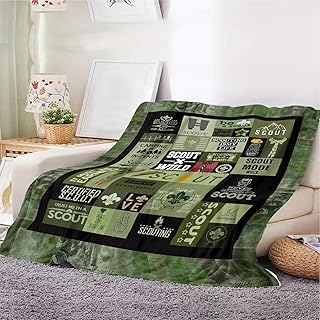 Scouting Fleece Blanket – Green Boy Scout Throw Blanket for Camping, Hiking, Outdoor Adventures – Soft Cozy Flannel for Sc...