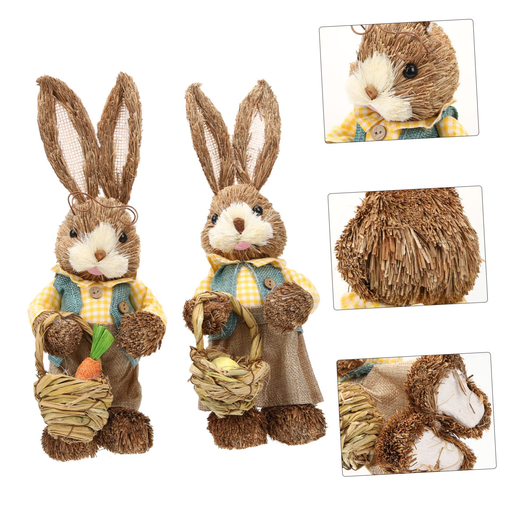 STOBAZA 4pezzi Statuette Di Coniglio Intrecciate Decorazioni Da Giardino Per Casa Stile Cartoon Per Pasqua e Decorazioni Festive