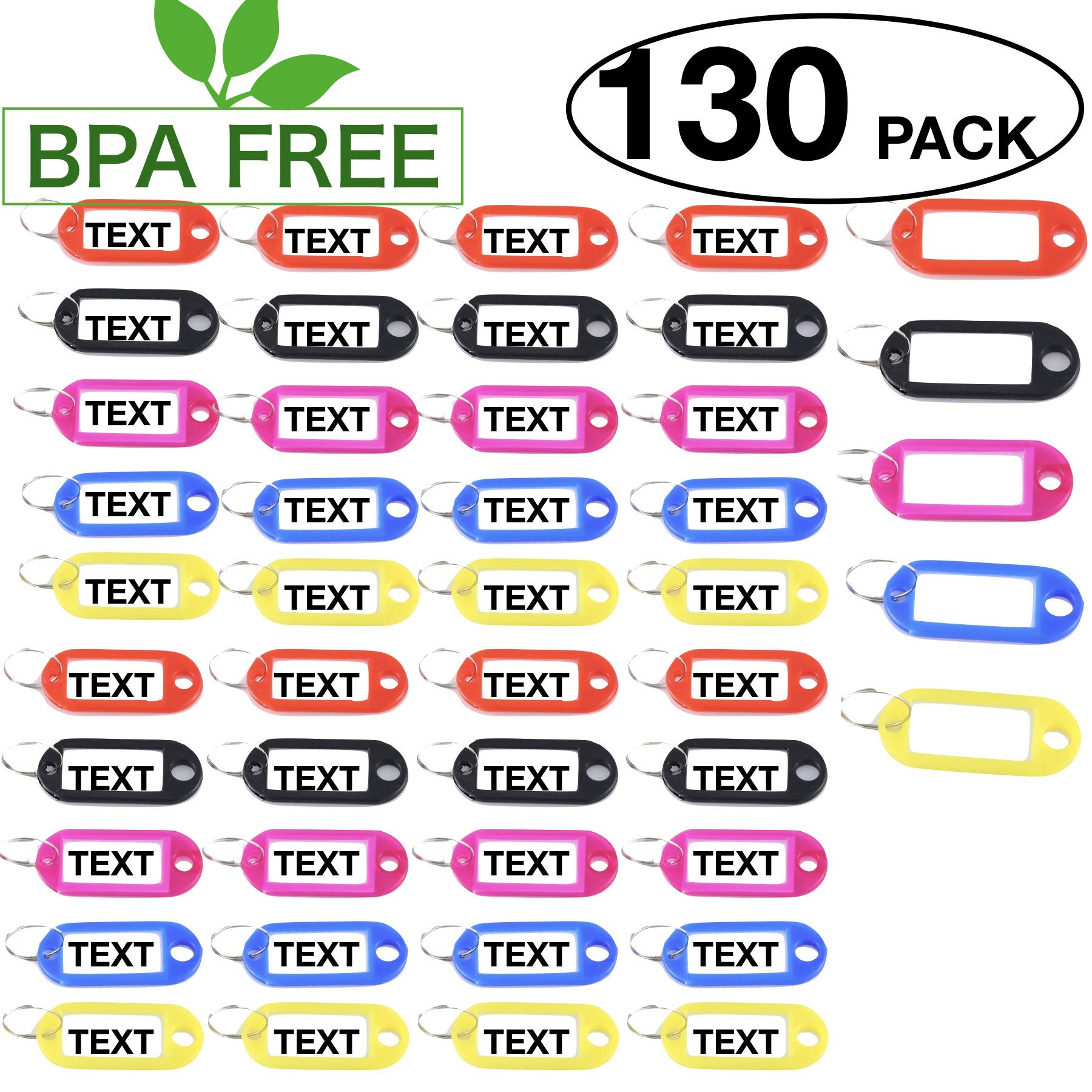 Buy Key Tags 130 Pack Plastic Key Tags with Split Ring Label Window
