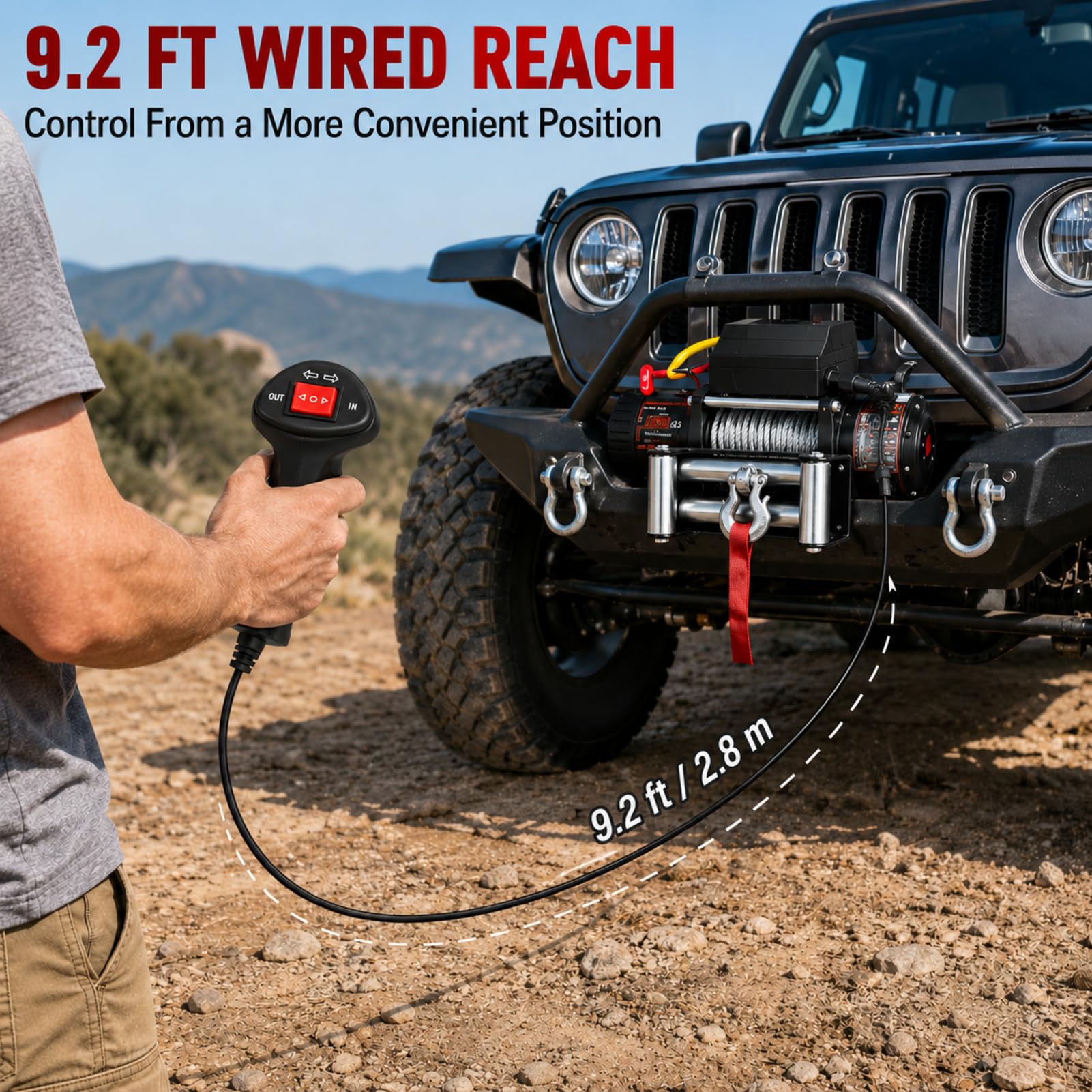 Telecomando per verricello a 3 pin, cavo da 2,8 m, interruttore portatile con spina, maniglia di ricambio per verricello elettrico su camion, SUV, ATV, UTV, fuoristrada