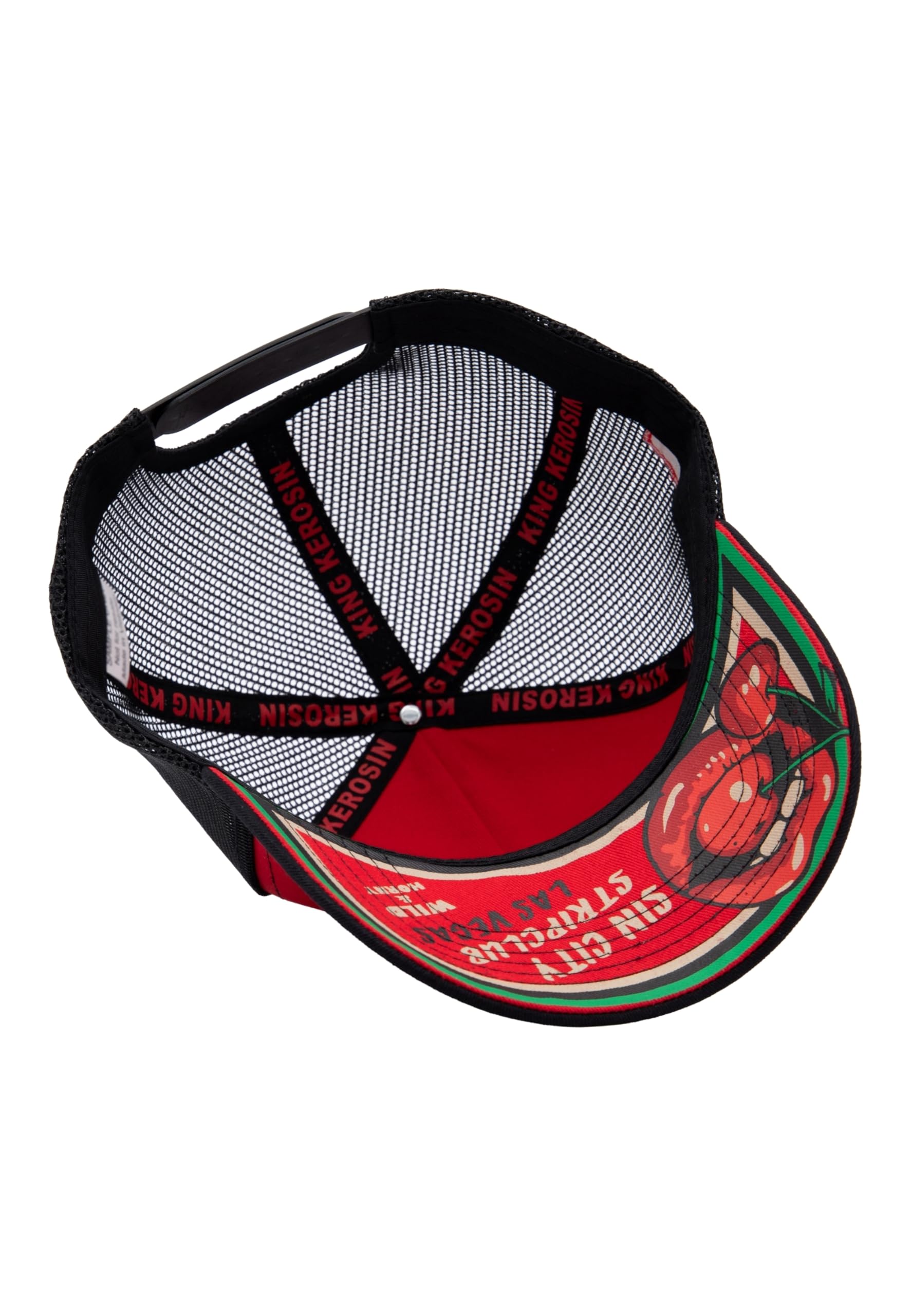 King Kerosin Gorra de camionero para hombre con estampado bajo la visera Hot Cherries Club