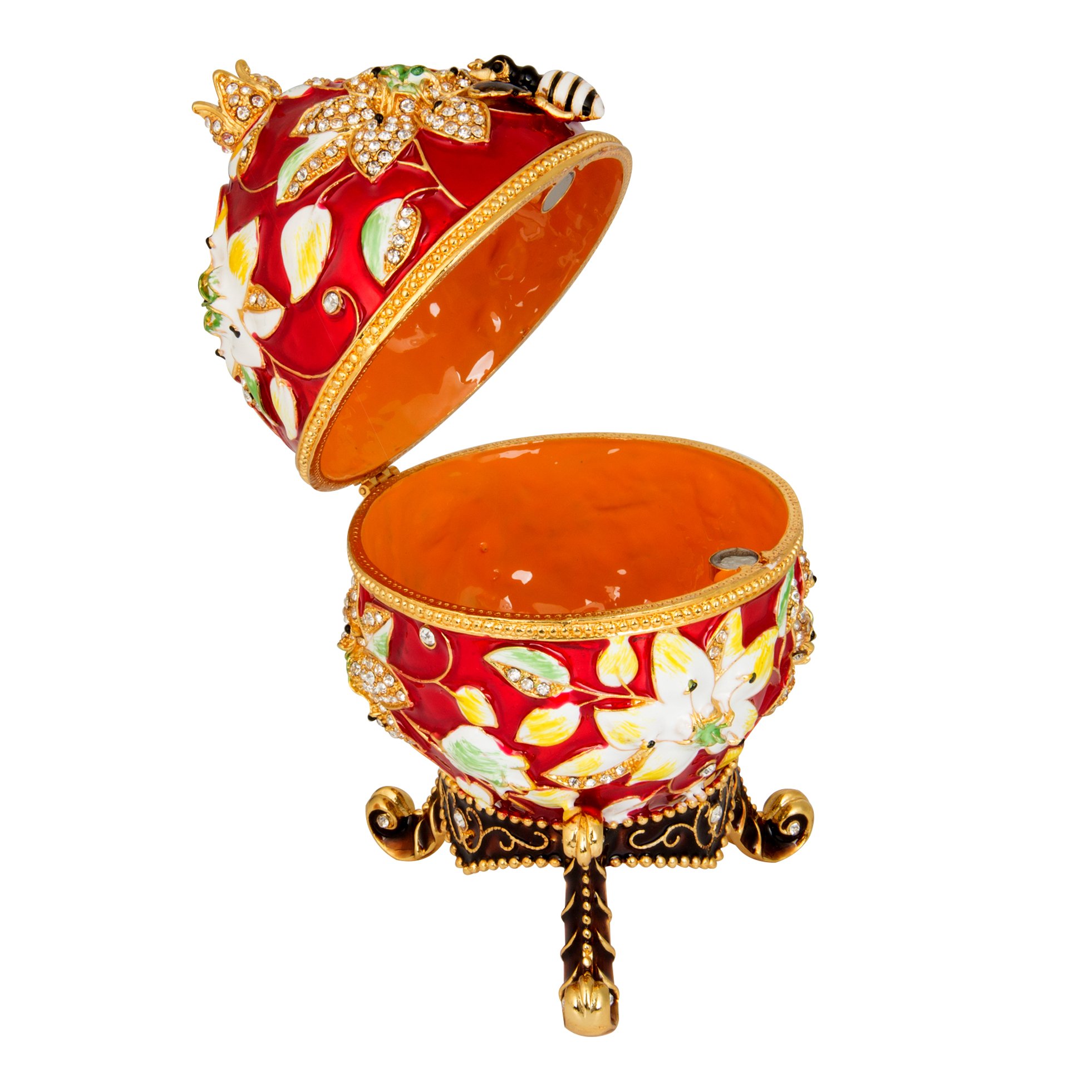 QIFU Huevo de Faberge: extra grande, 18 cm, pintado a mano esmaltado, joyero decorativo, caja de regalo único para decoración del hogar y coleccionar.