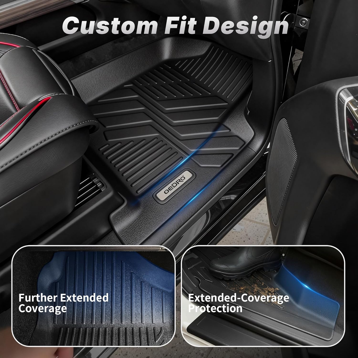 OEDRO Floor Mats Set Fits for 2016-2021 Jeep Grand Cherokee / 2022 Jeep Grand Cherokee WK, Custom Fit Black TPE All Weather Front & Rear Row Trunk Liners Car Floor Mats Set