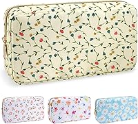 Vista 69 de izuzta Bolsa de maquillaje pequeña de nylon, linda bolsa preppy, bolsa con cremallera para cosméticos, Beige, Chico