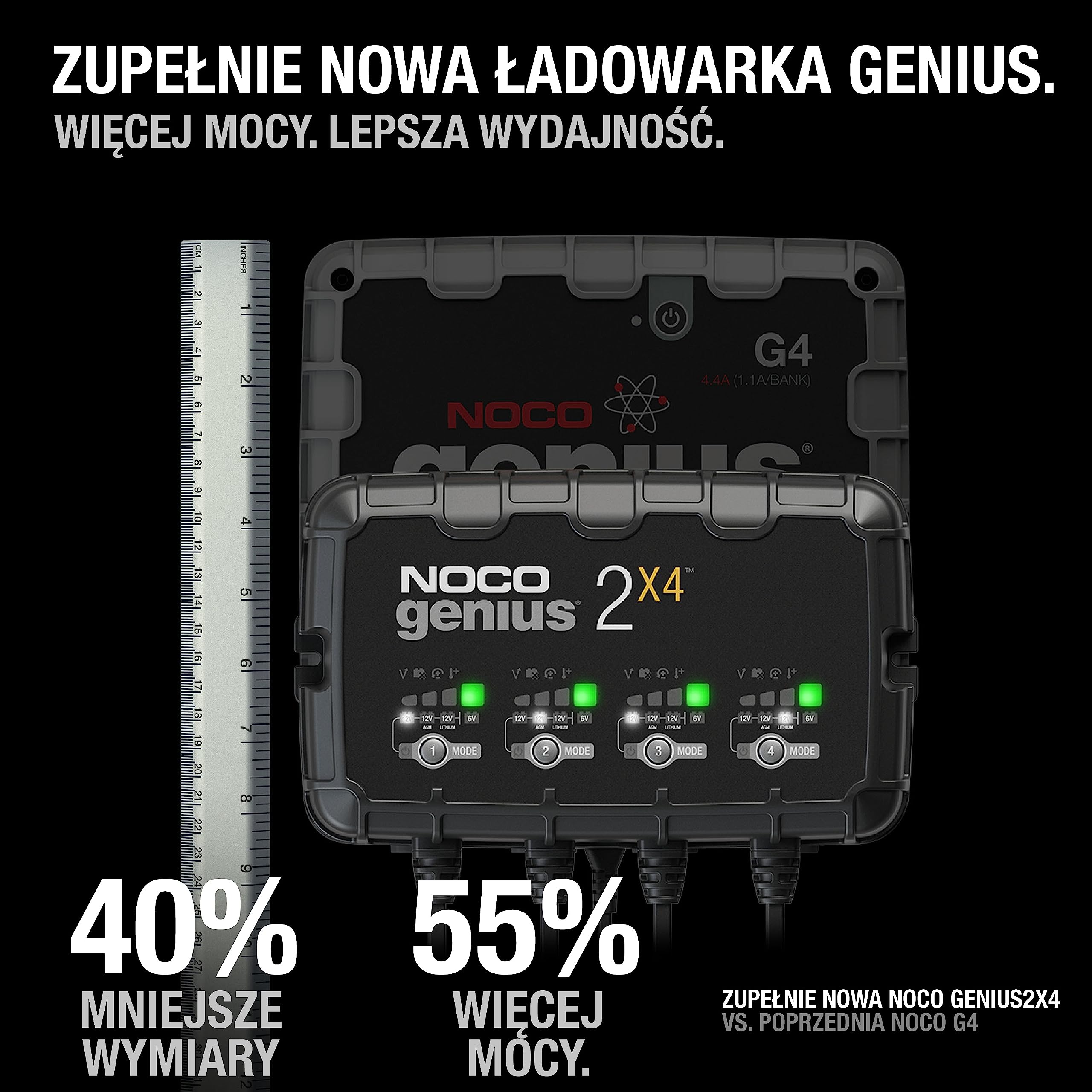 Noco GENIUS2X4 Ładowarka, Czarny, ‎17,7 x 13,49 x 27,41 cm; 3,53 kg