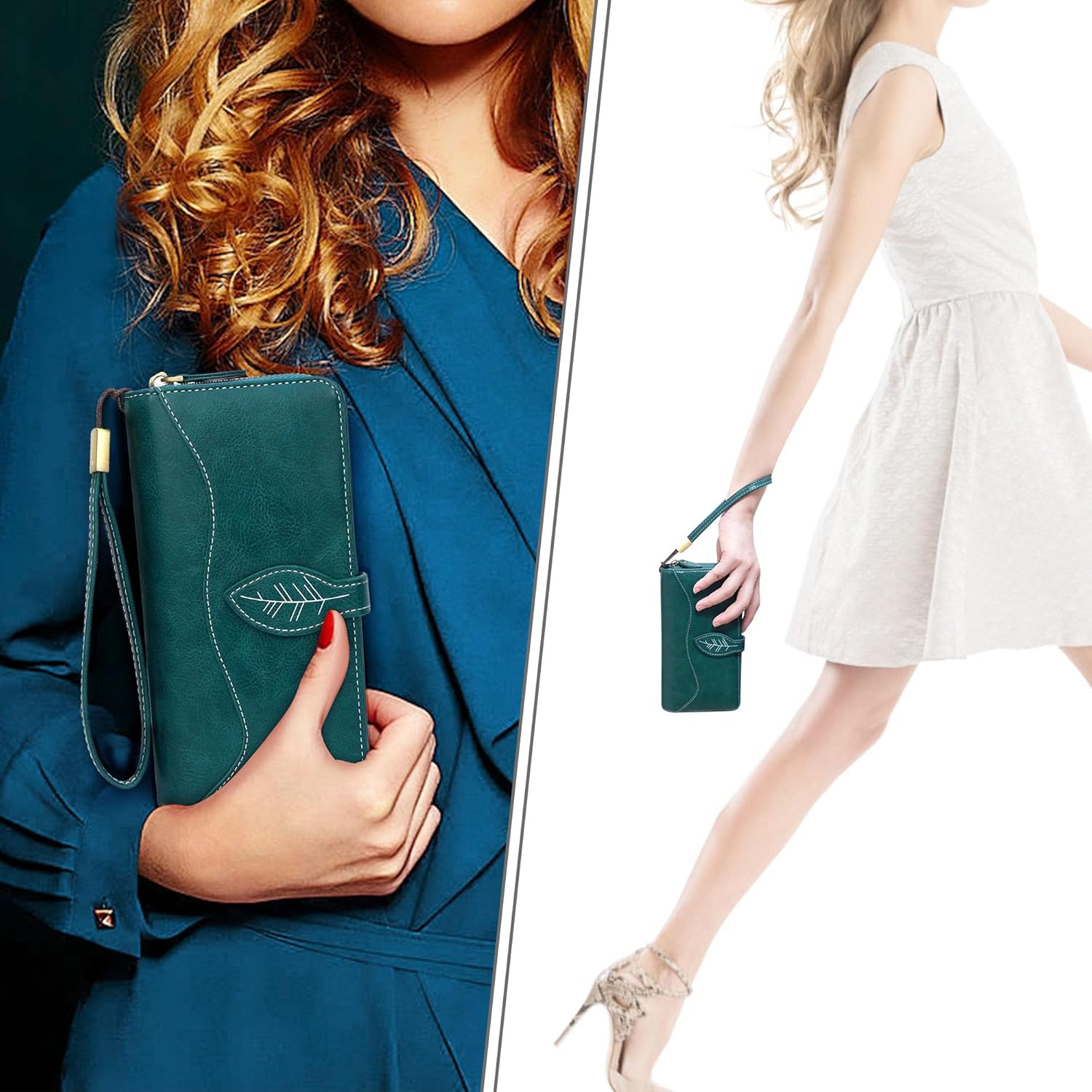 CONISY RFID Wallet Women Large Capacity, Long Leather Clutch Wallet Credit Card Holder for Women with Wristlet - Image 7