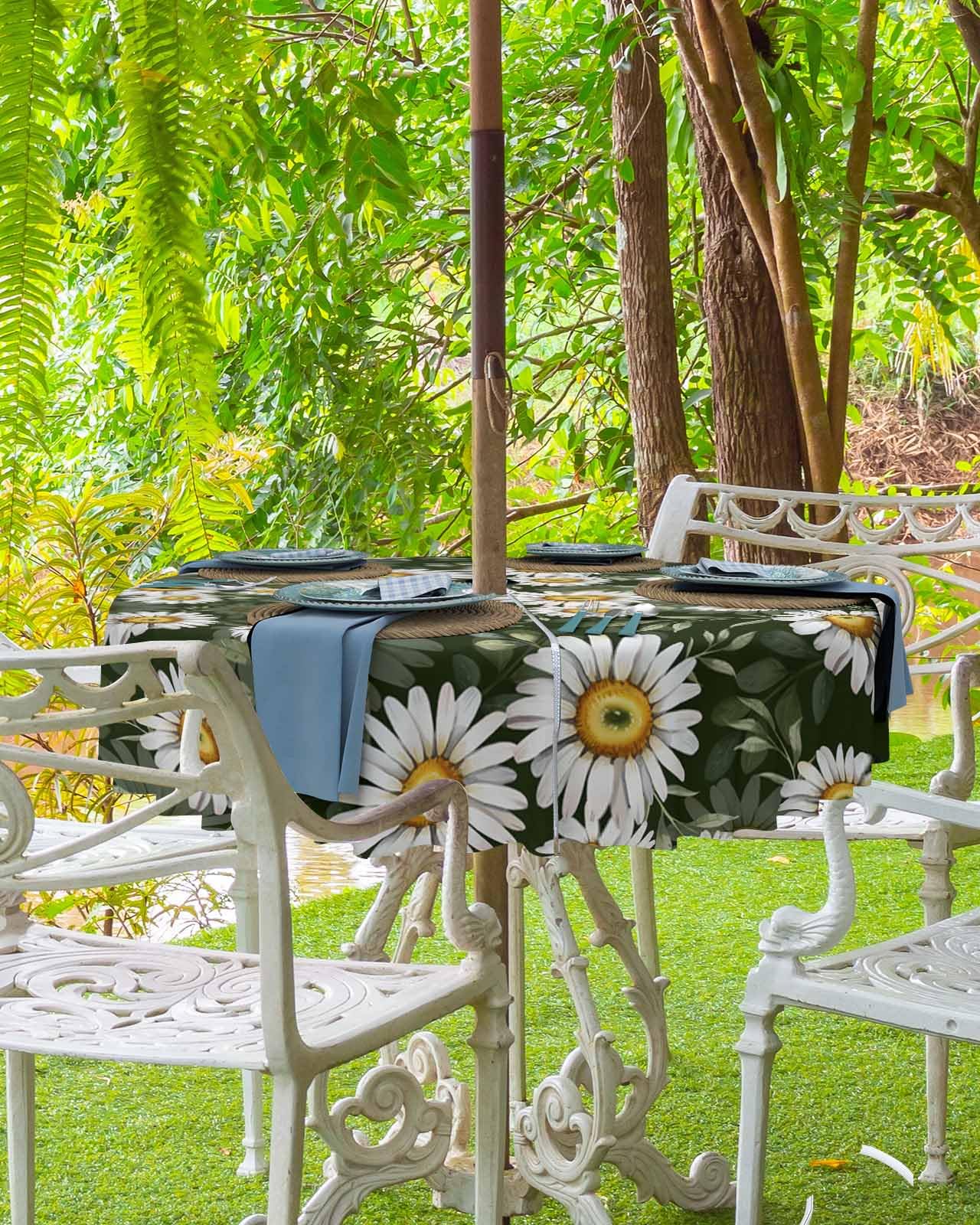 54 outdoor patio table cover with umbrella hole zipper Amazon.com: Outdoor Tablecloth with Umbrella Hole and Zipper Daisy Flower Round  Tablecloths 54 Inch Waterproof Table Cloths Green Leaves Plant Patio Table  Cloth Cover for Outdoor Tables Picnic BBQS Garden Party :