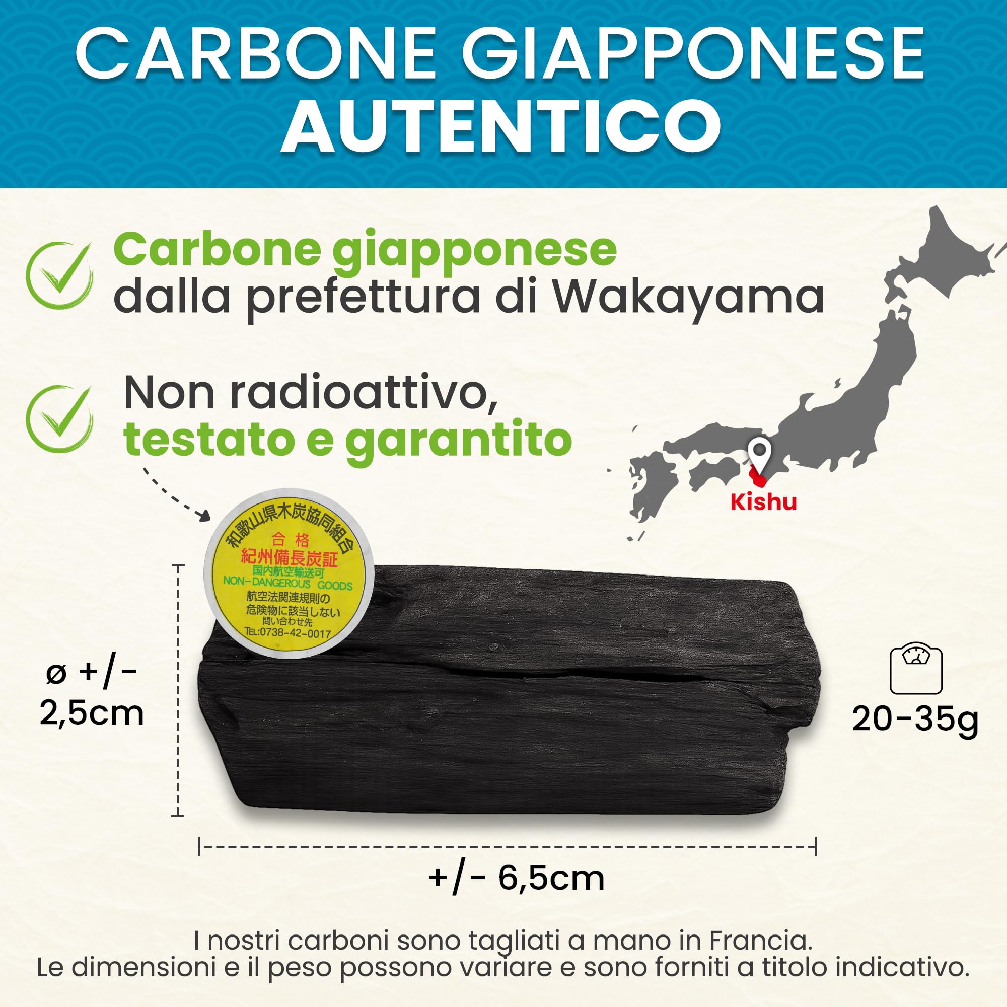 ORINKO® Binchotan Kishu - Filtro Acqua Carbone Attivo Giapponese x5 - Purificazione Naturale per Acqua - Carbone Vegetale Sostenibile per Caraffe e Rubinetti - Alternativa Ecologica per Acqua Pura