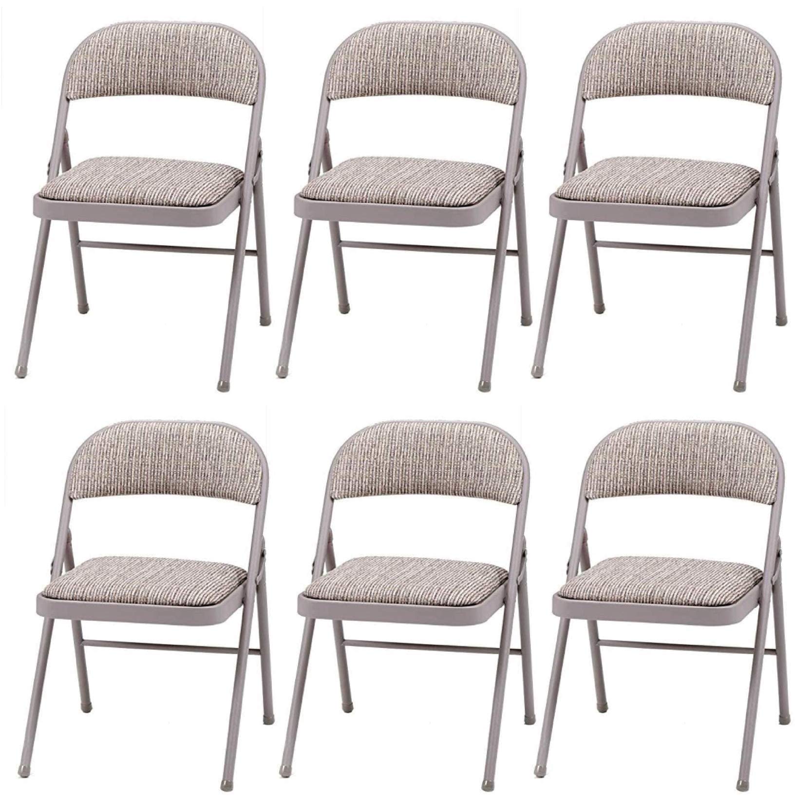 Bravich Folding Chairs Set of 6, Padded Fabric Foldable Dining Office Bedroom Vanity Chairs with Steel Frames, Fold Flat for Easy Storage, Grey Beige, Pack of 6 โ image 1