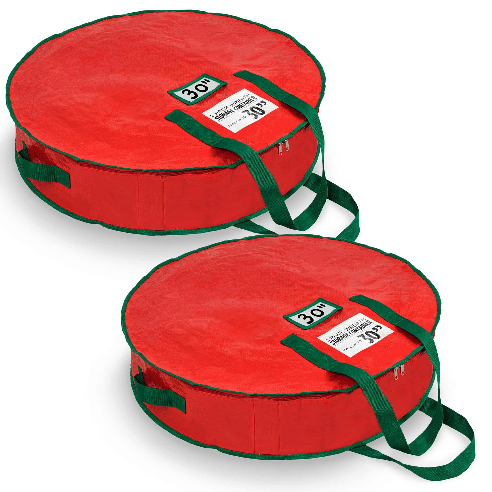 Handy Laundry Christmas Wreath Storage Bag - 2-PACK Durable, Tarp Material, Zipper, Sturdy Carry Handle, Dust, Pest Protection - Ideal Home, Garage Organization for Holiday Wreath Decoration (30")