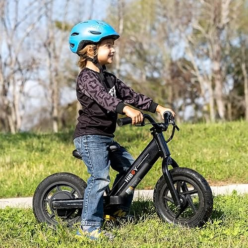 Miniatura 5 de Hiboy BK1 - Bicicleta eléctrica para niños de 3 a 5 años bicicleta eléctrica de equilibrio de 24 V y 100 W con neumático inflable de 12 pulgadas y