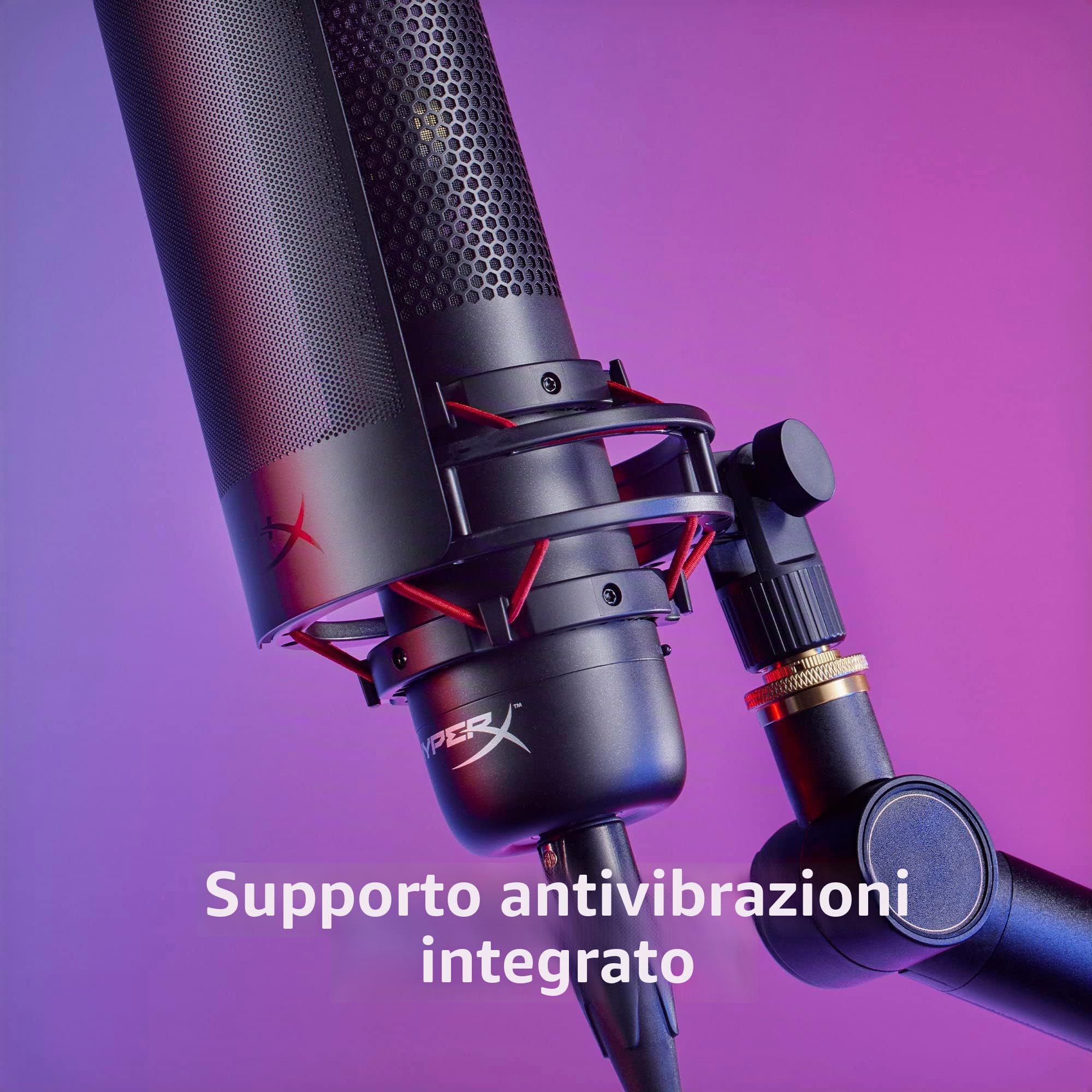 HyperX ProCast, Microfono XLR da Gaming, USB a condensatore, Anti-Vibrazione, FiltroPop, Illuminazione RGB, Tap-To-Mute, Streaming, Discord, Twitch, Discord, Youtube, per PC, PS5, PS4, Mac, Bianco