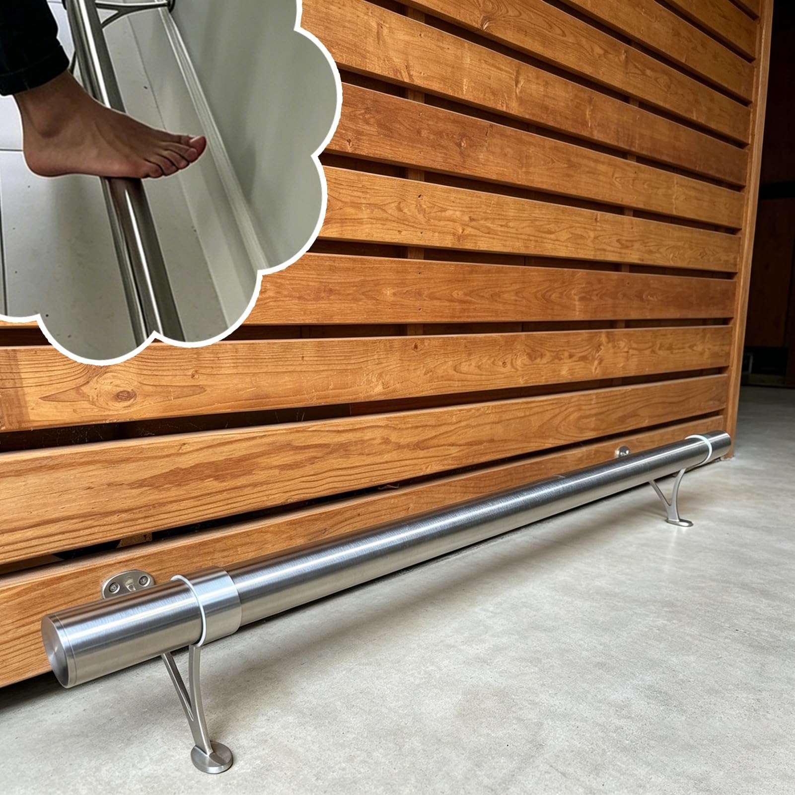 Jievmrs Bar Footrest Railing with Hardware Bracket, Complete Foot Rail Kit Floor & Wall Mounted, Kitchen Island/Hotel Counter Foot Rails Stainless Steel(10.5ft/320cm)