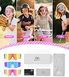 3 Pack Kids Sunglasses for Boys Girls Age 4-14, Youth Baseball Sunglasses, Cycling Softball Running UV Protection Sport