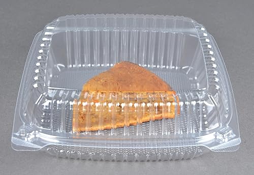 Miniatura 18 de Daxwell 8 x 8 x 3 pulgadas con bisagras de plástico (OPS) recipientes para llevar, microondas, E10005891 (caja de 200)