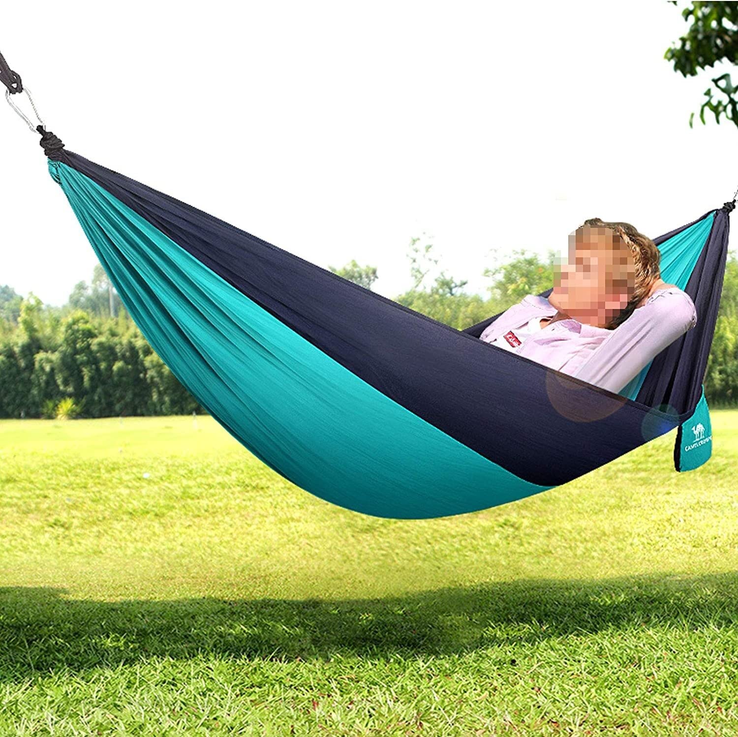 Hamak Ultralekki, Hammock Przenośny Fotel Bujany Hamakowy Lekka Tkanina Nylonowa Łatwy W Montażu Z Paskami Na Lato Camping Travel Garden na Kemping, na Zewnątrz(A-Gray)
