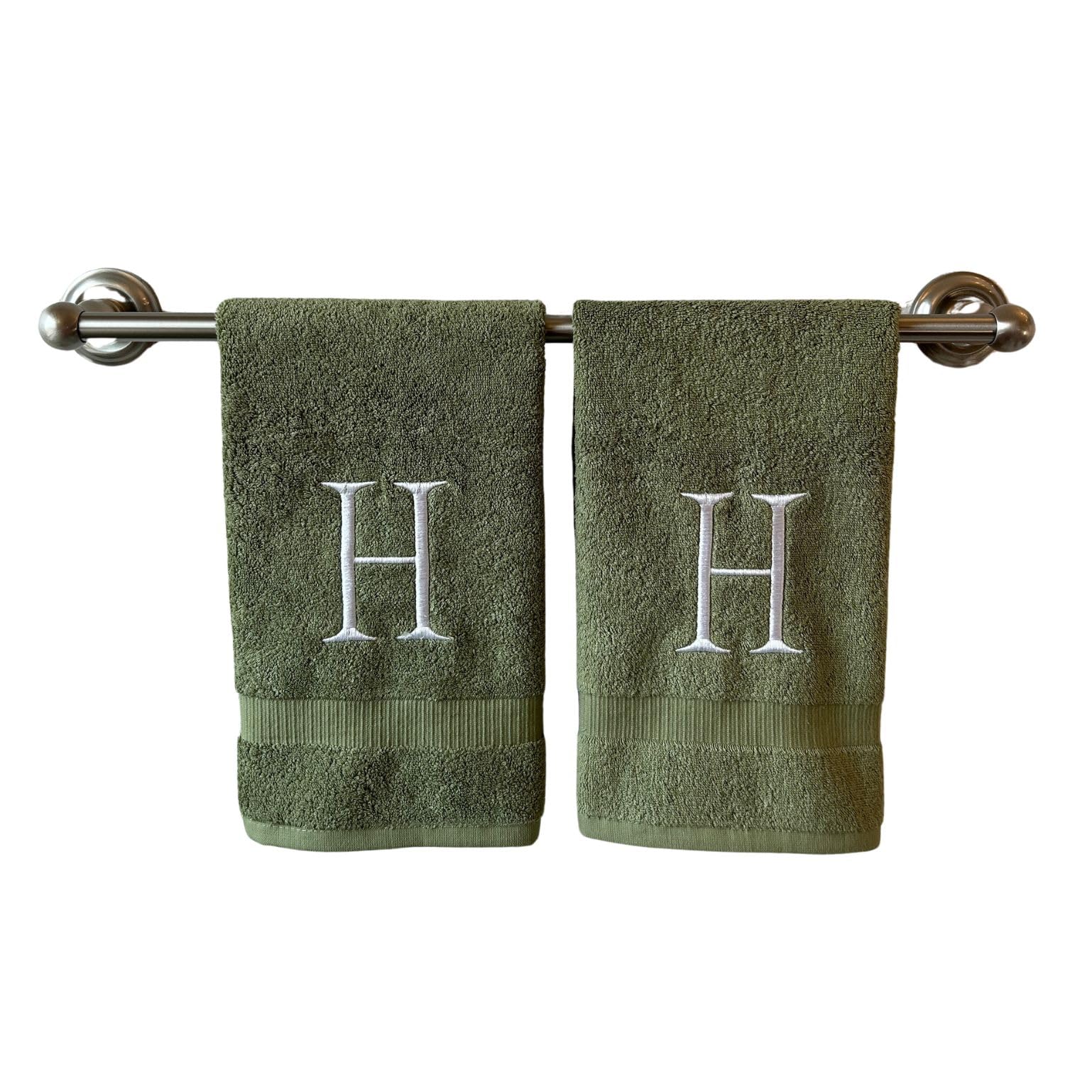 Sage Initial Hand Towel Set