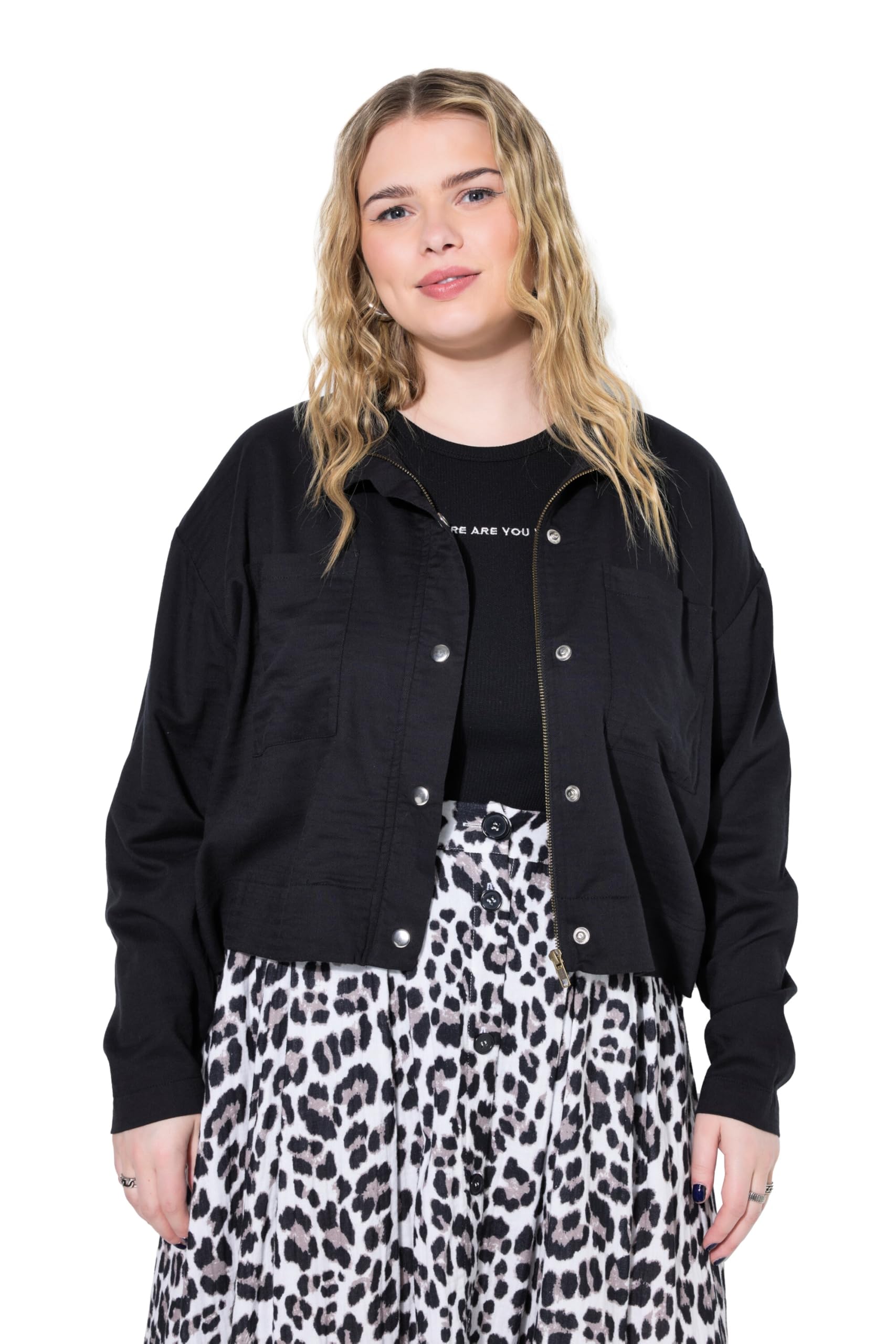 Studio Untold Damen große Größen Übergrößen Plus Size Jacke, Boxy Shape,Cotton-Mix 840544