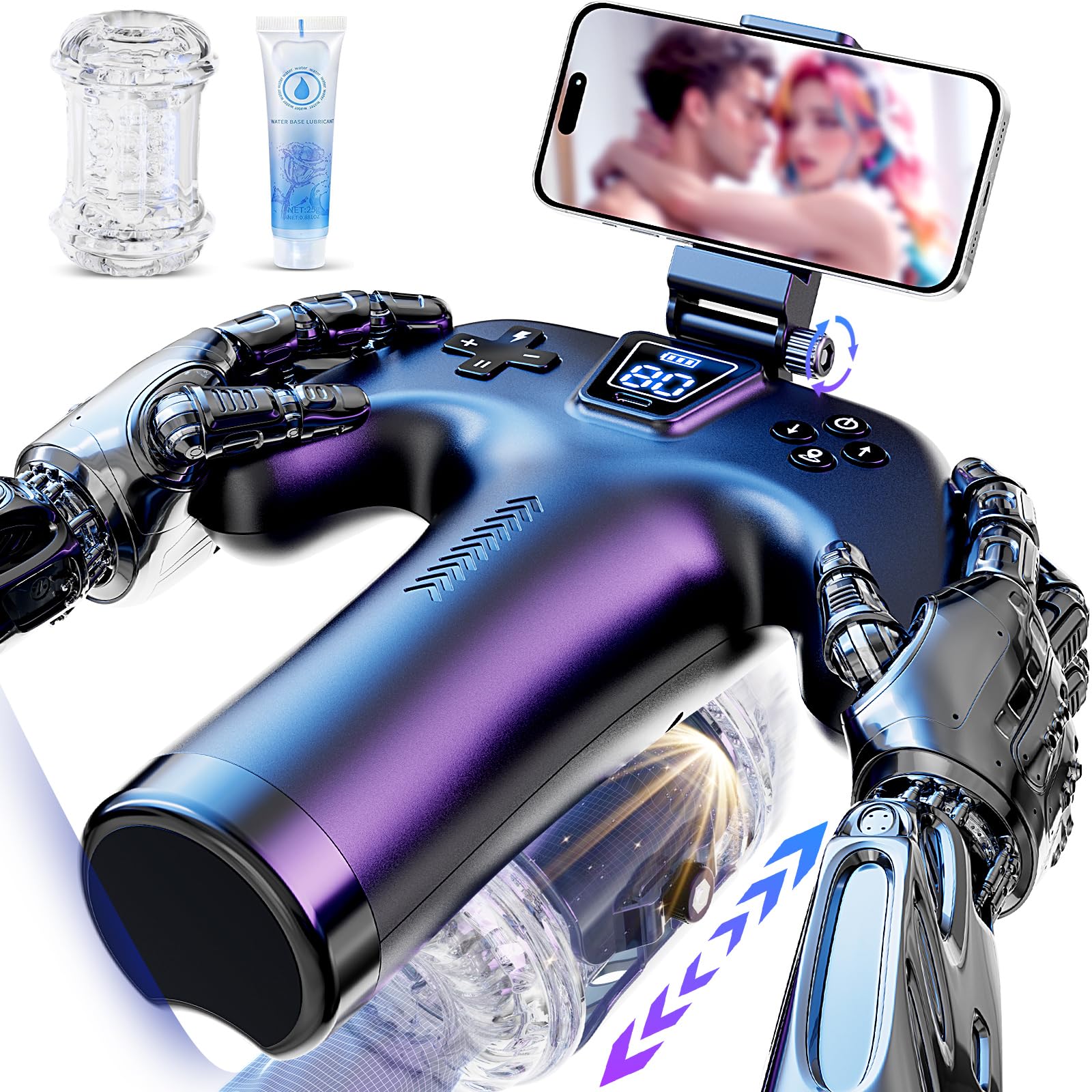 Masturbateurs Masculins Sex Toýs Homme - Masturbateur Homme avec Support Téléphone & Boutons Doubles, 5 Modes de va-et-vient, Course 1-10 cm, Sex Toys Vaginette Ultra Réaliste Masturbeuse Masculin
