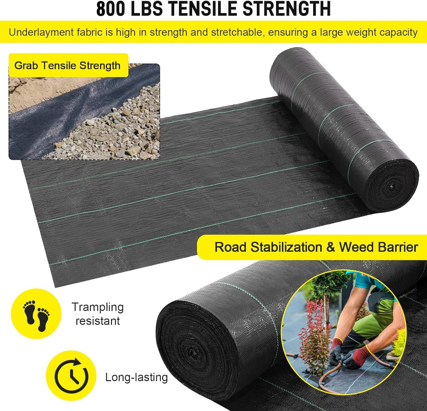 Driveway Fabric, 13x115 ft Road Fabric Commercial Weed Barrier Fabric, Landscape Fabric Heavy Duty 3.5OZ French Drain Fabric for Erosion Control,Landscape Fabric,Weed Barrier,Construction Projects