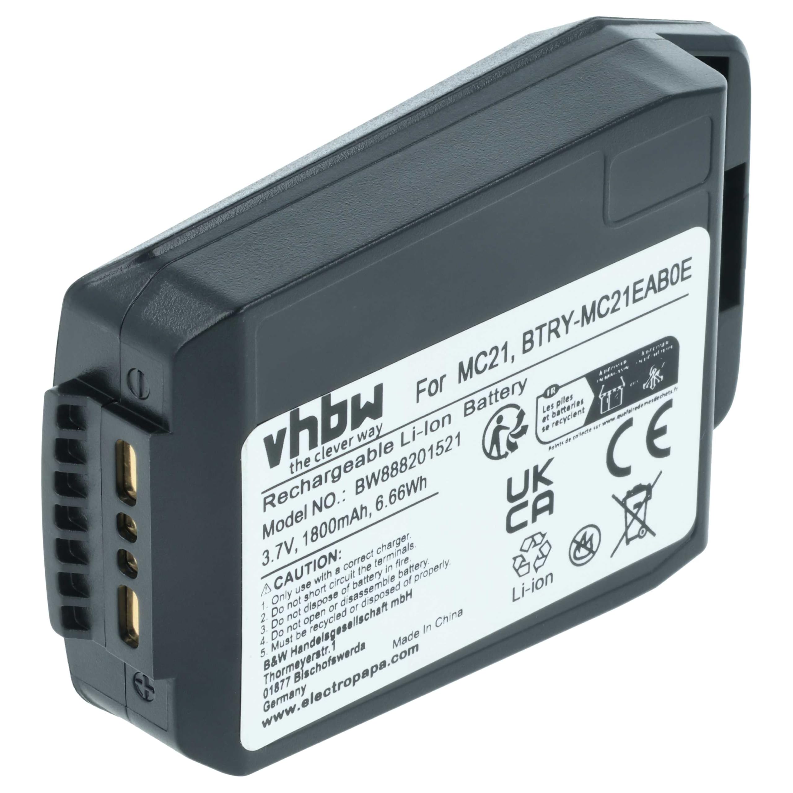 vhbw batteria compatibile con Motorola MC21, MC2100, MC2180 computer portatile scanner (1800mAh, 3,7V, Li-Poly)