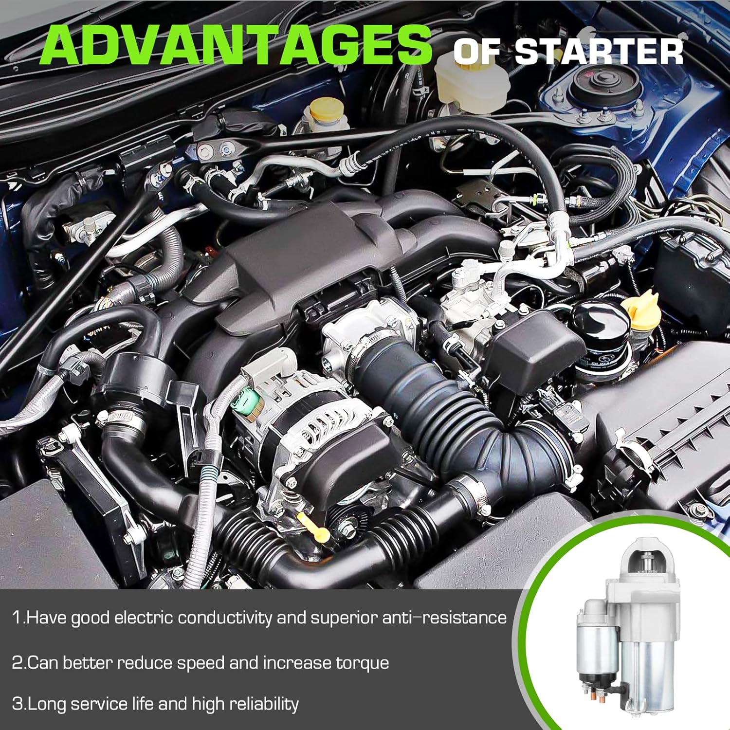 6494N Starter 4.8L 5.3L Fit for 03-08 Chevy Silverado 1500 Tahoe 4.8L 5.3L, for 03-08 GMC Yukon Savana Sierra 1500, 05-09 Envoy 5.3L, for Avalanche 03-08 5.3L, for Buick Rainier Express 1500 04-07 5.3