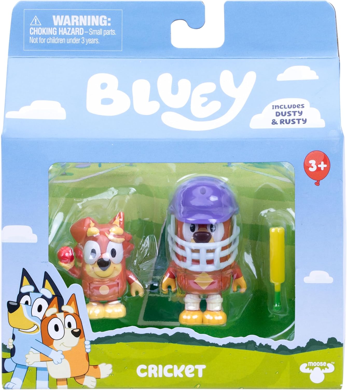 Bluey Figure 2-Pack Cricket. 2 Episode-Themed Figures with Moving Arms & Helmet and Bat Accessories, 2.5-3" (6-7.6 cm) Poseable Toys for Kids. Recreate Moments from The Episode Cricket.