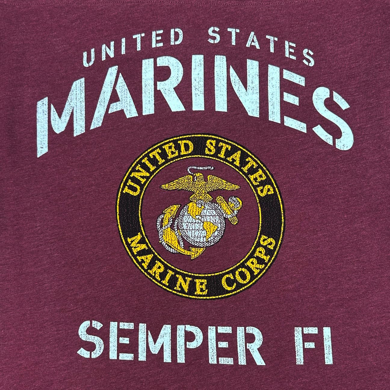Armed Forces Gear US Marines Ladies Stencil T-Shirt (Burgundy)