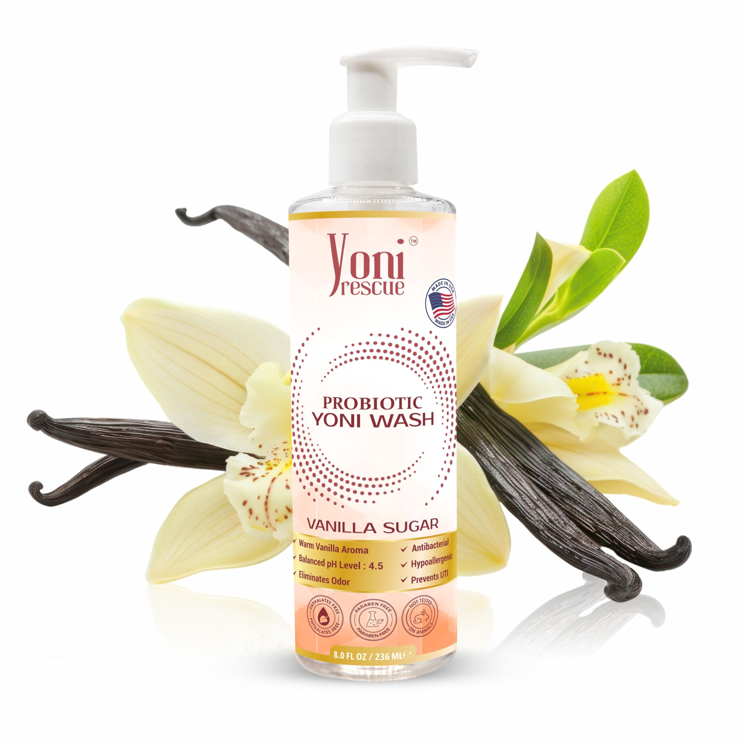 Pure Probiotic Yoni Wash - All Natural Ph Balance Feminine Wash for Women Essentials Wetness, Vaginal Wash Intimate Moisturizing Deodorant, Hydrating & Soothing – 8 oz (Vanilla Sugar)