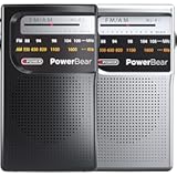 PowerBear Portable Radio &vert; AM&sol;FM&comma; Battery Operated&comma; Long Range &lpar;Black&comma;Silver&rpar;